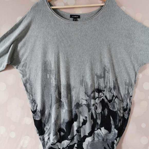 Le Château XL long sweater boat neck grey with print - Picture 3 of 9